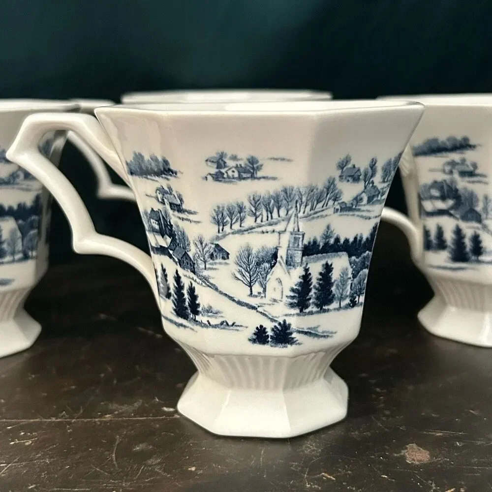 Nikko Winter Wonderland Set of 4 Footed Tea Coffee Cups